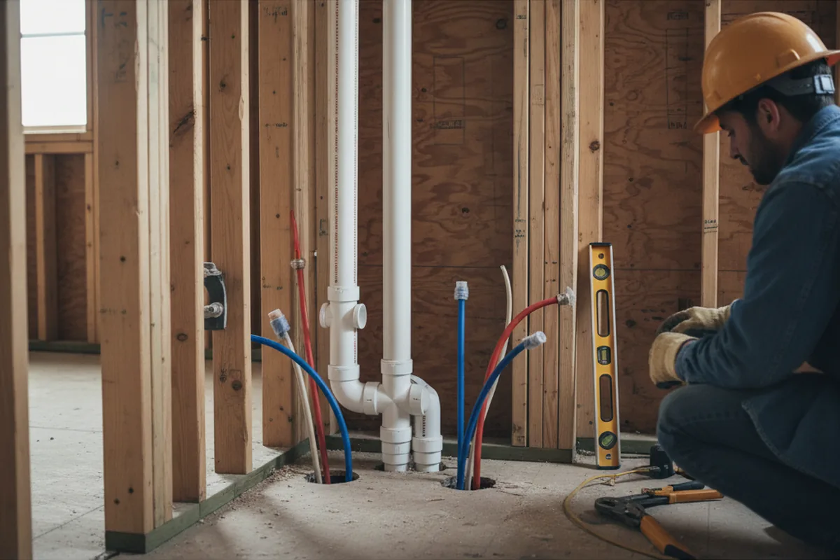 Drain and supply rough-in during Toilet Repair and Installation in Silverado