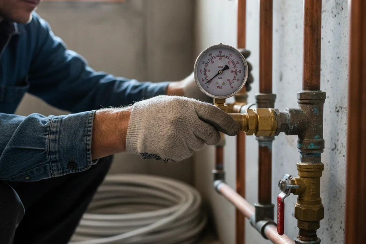 Pressure testing a repaired line during Water Line Repair in Silverado